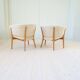 Mid-century lounge chairs in sheepskin/shearling and stained wood, Sweden, 1962.