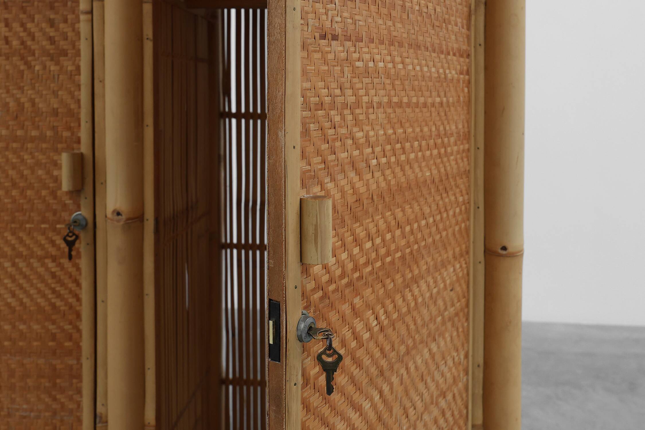 Mid-century bamboo and rattan wardrobe, Italy ca. 1960