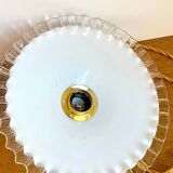 Opaline crenellated pendant light