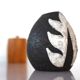 Vintage Danish pottery vase with graphic monochrome design and glazing from Helge Österberg