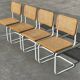 Set of 4 Cesca b32 model chairs in white by Marcel Breuer