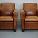Fauteuils de club en cuir couleur cognac néerlandais vintage, ensemble de 2