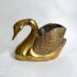 XXL brass swan pot cover