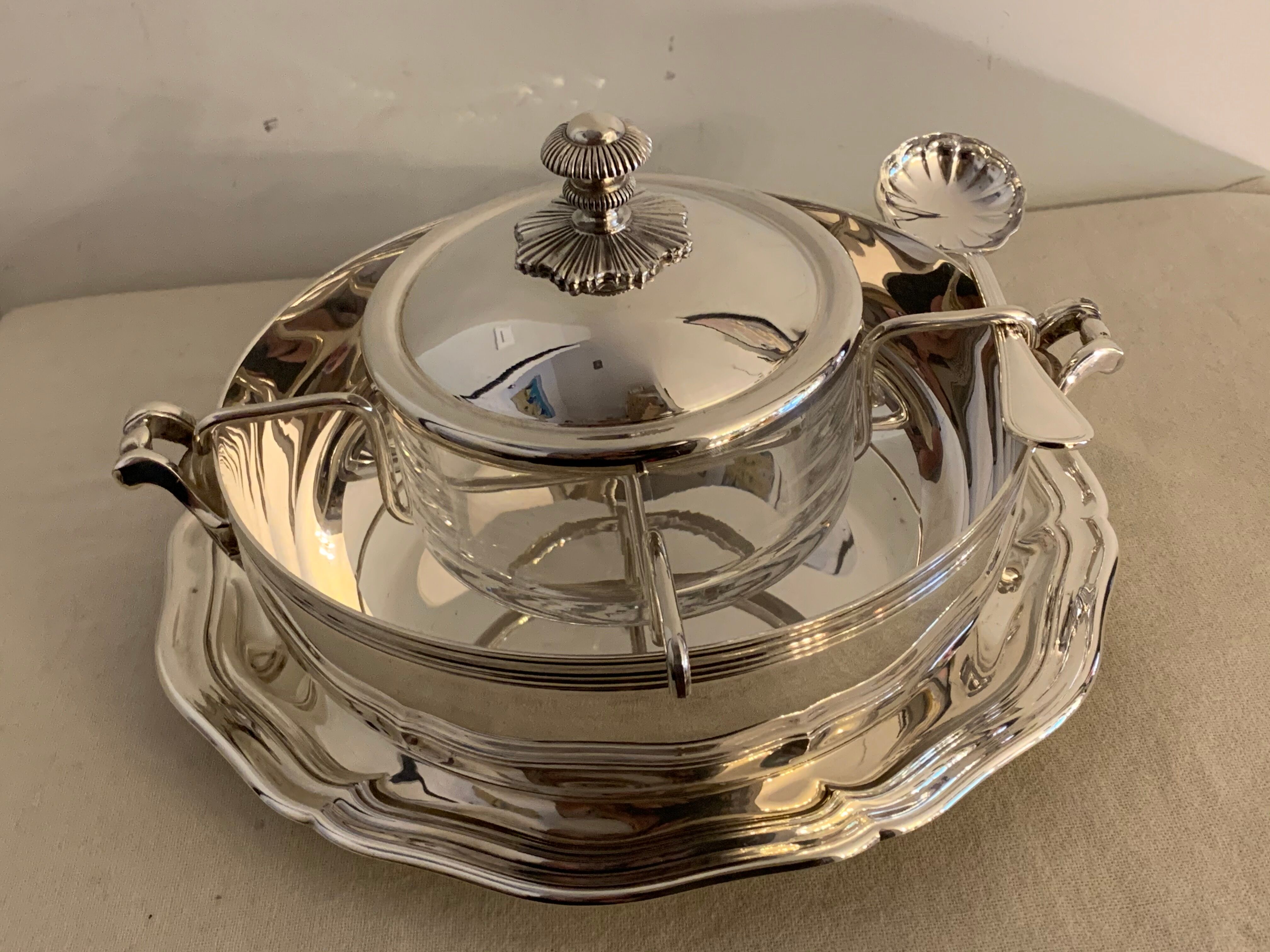 Christofle silver metal caviar service