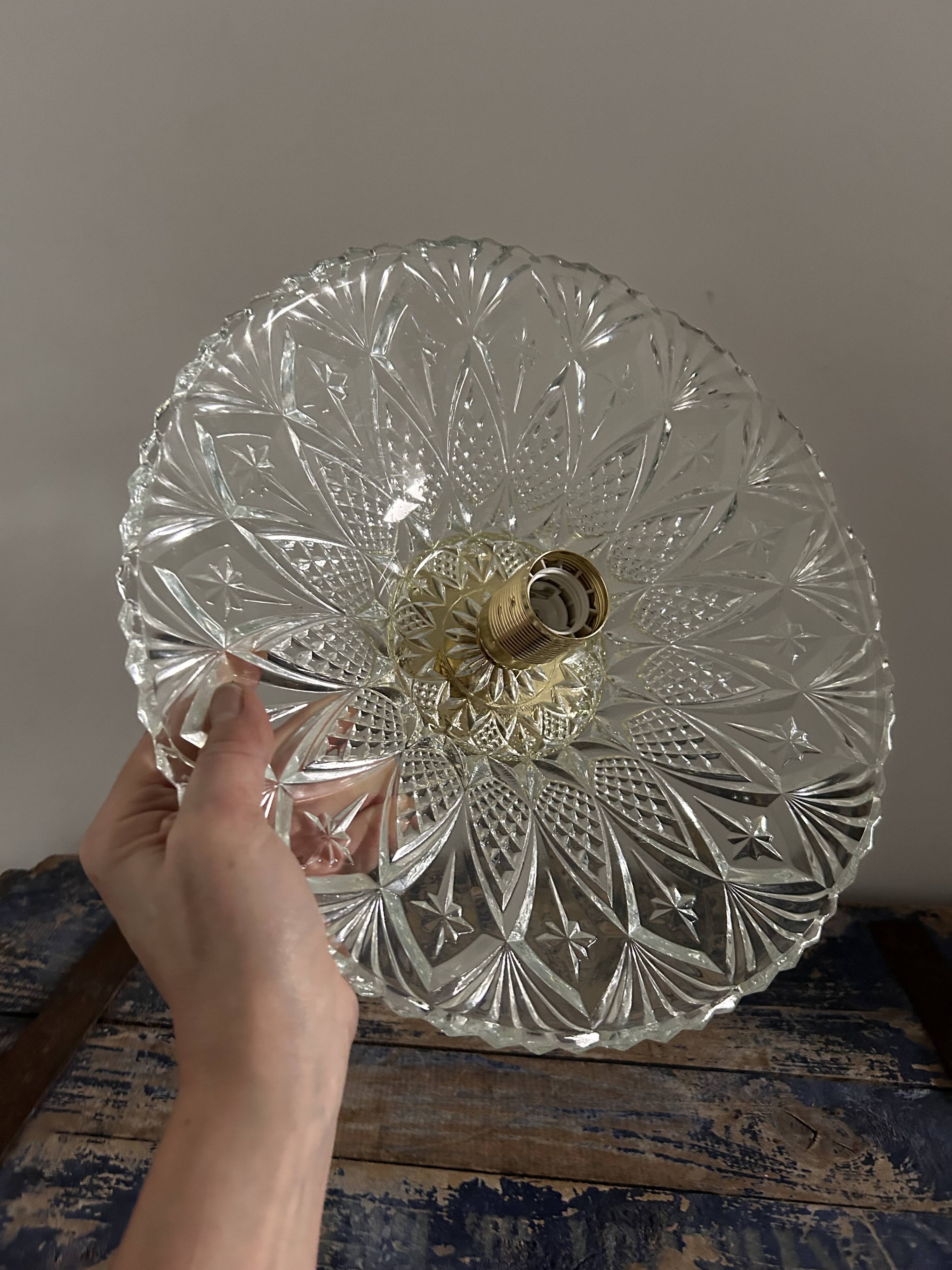 Large vintage chiseled glass wall light