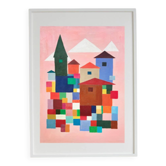 Original Abstract Acrylic Painting - Pink Aosta