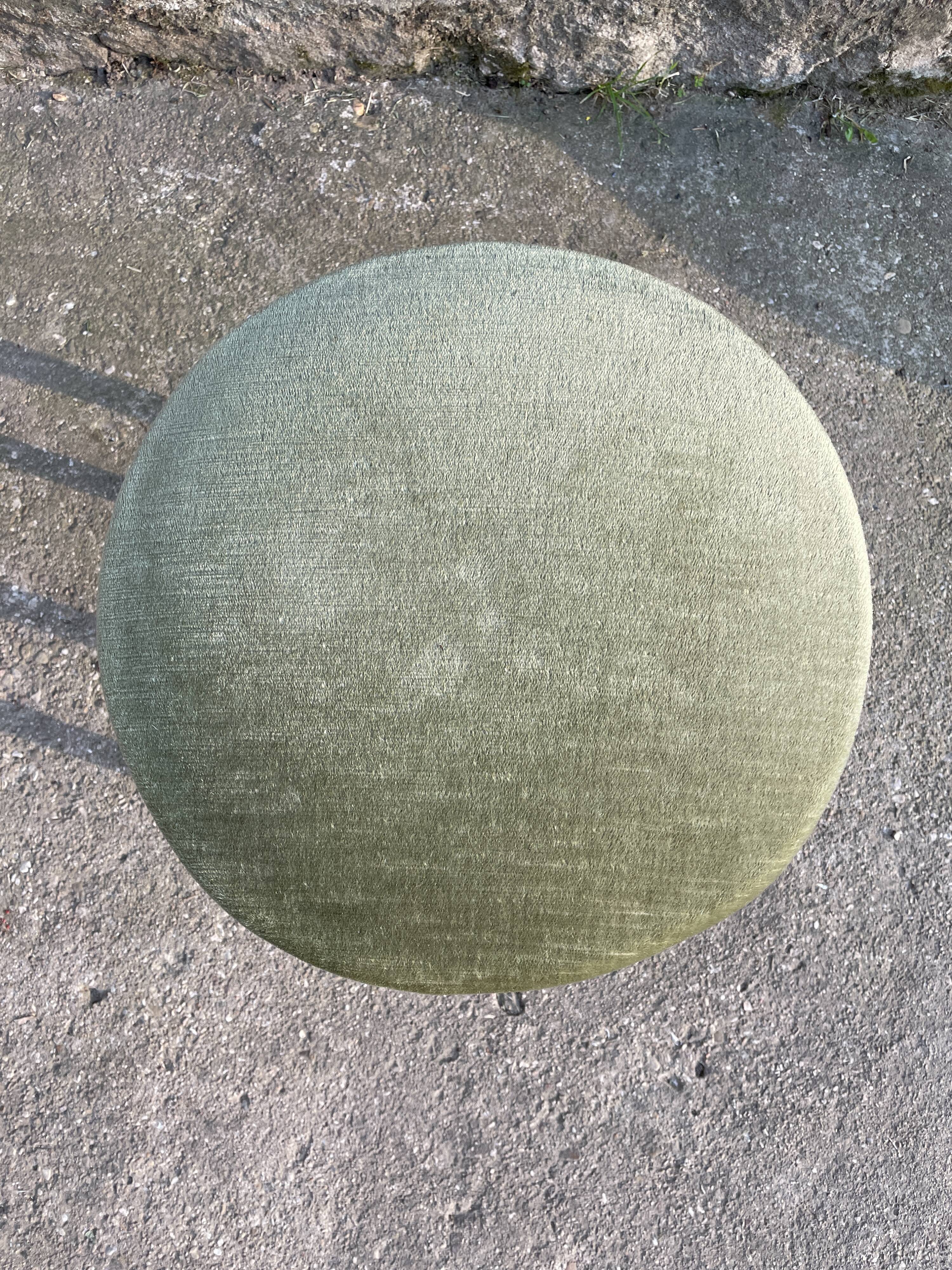 Almond green velvet footrest stool