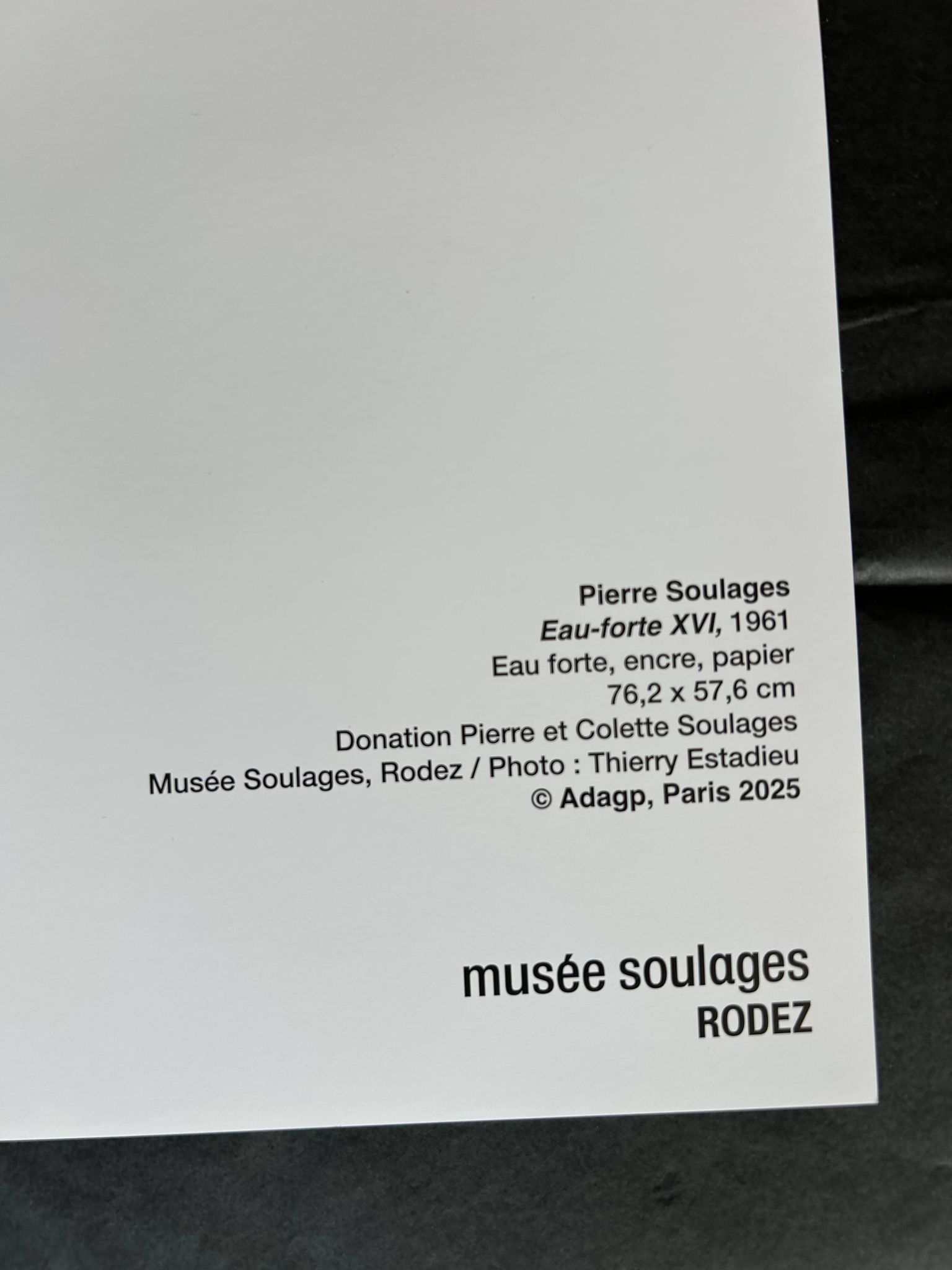 Pierre Soulages - Affiche d'après Eau Forte XVI sur papier - 1961