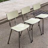 Set of 3 light green formica chairs by Plastilux from the 1950s.
