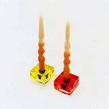 Pair of Candlestick Holders by Luigi Massoni for Fratelli Guzzini, 1970s