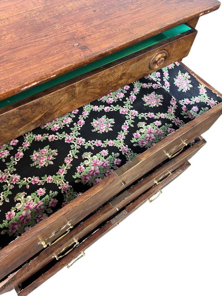 Vintage wooden chest of drawers with "gold" handles