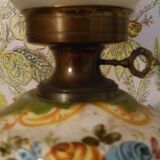 Painted ceramic lamp & lampshade glass lace