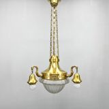 Art Noveau Brass Chandelier, Restored, Germany, 1920's