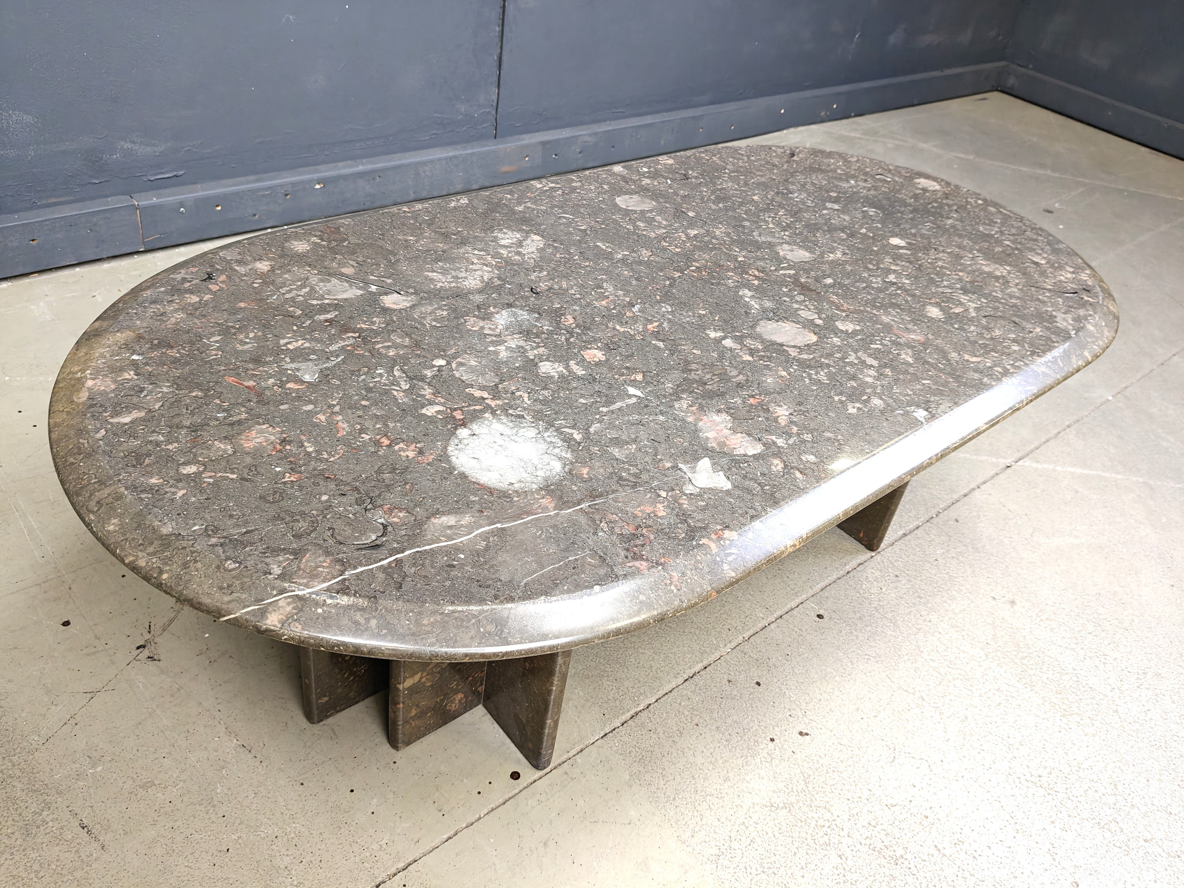 Vintage Italian grey marble coffee table, 1970s