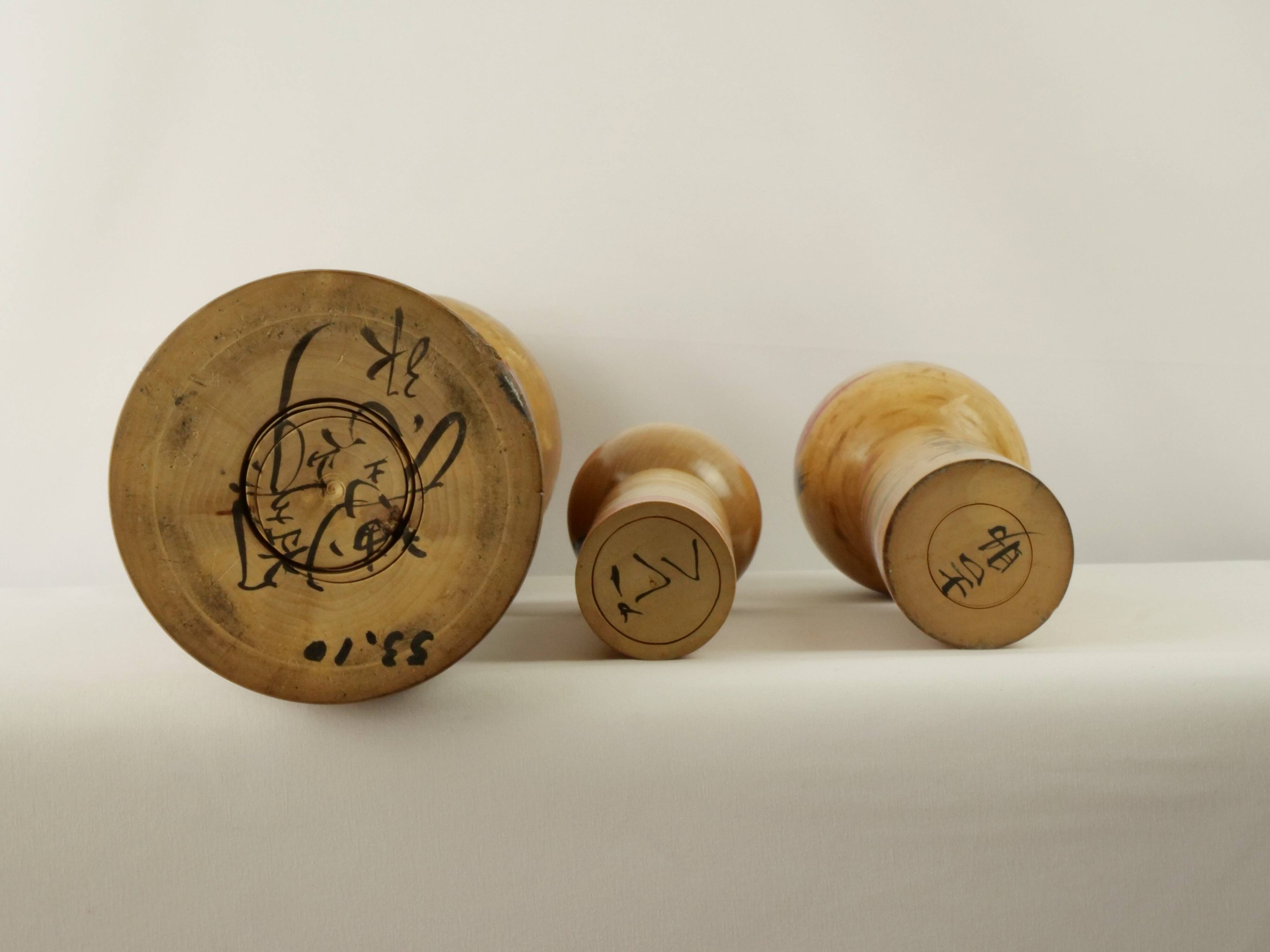 Set of 3 large japanese kokeshi