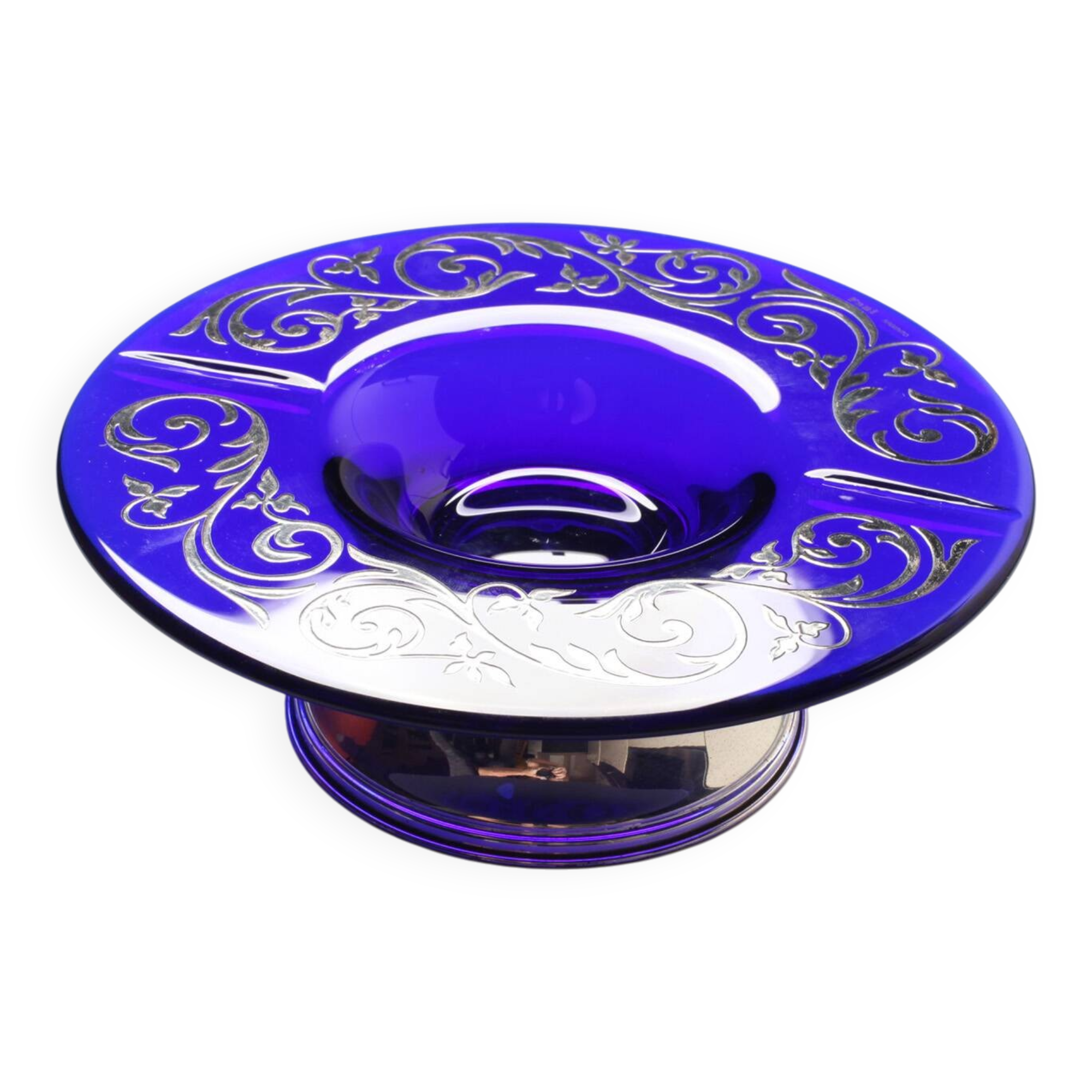 Rare Cobalt Blue Crystal and Silver Bowl / Fani Argento / Florence / 1930s