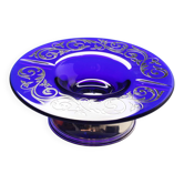 Bol en cristal bleu cobalt rare et argent / Fani Argento / Florence / années 1930