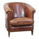 Cognac-colored sheepskin leather club chair