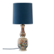 Delft-style ceramic table lamp from France around 1900 with a new blue velvet shade.