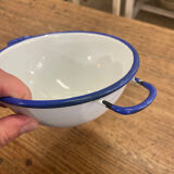 White enamel bowl and blue border