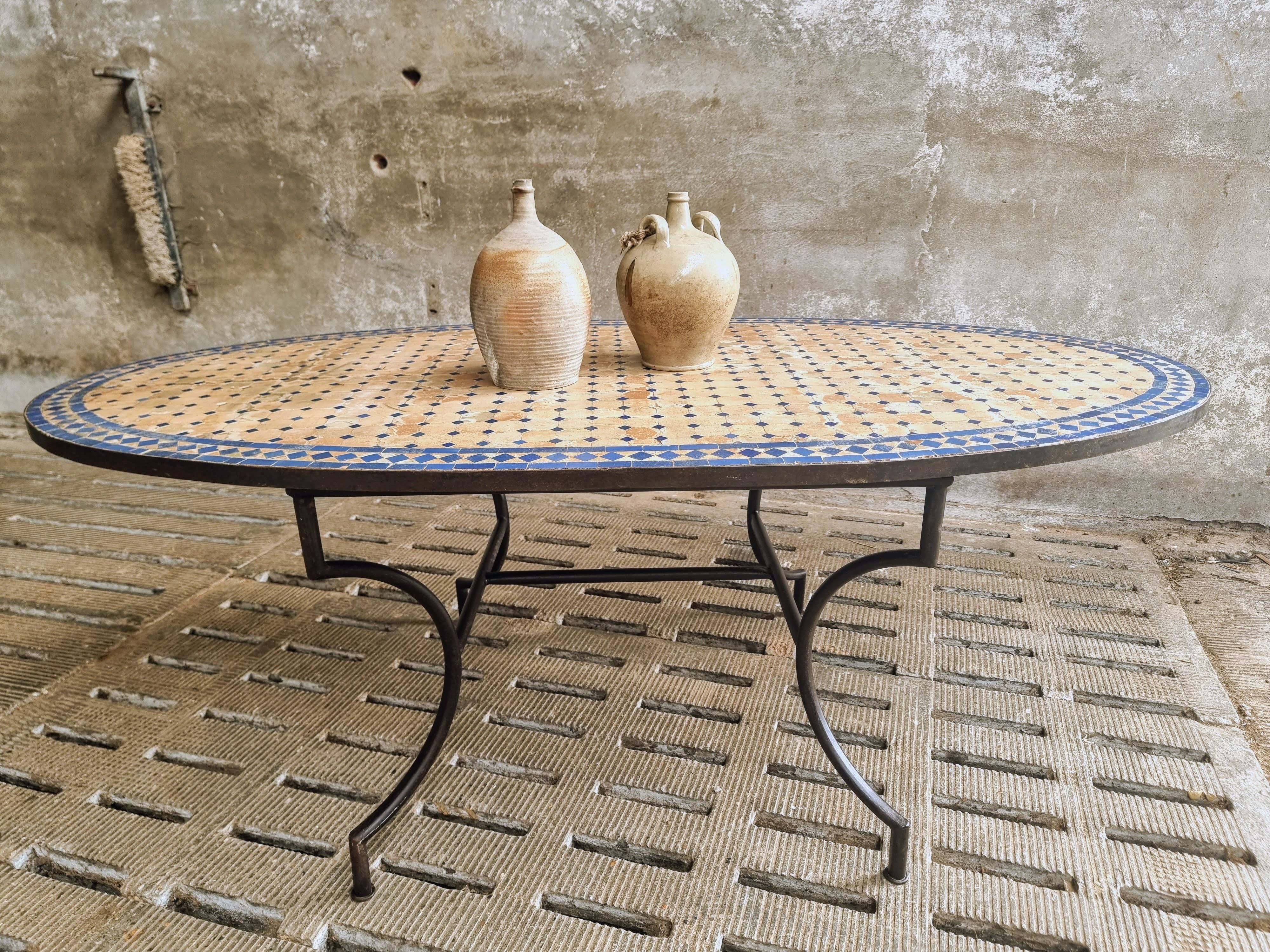 Old dining table garden table Moroccan mosaic 100 x 200 cm