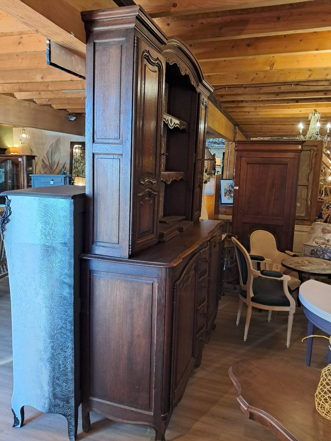 Two-piece solid oak sideboard