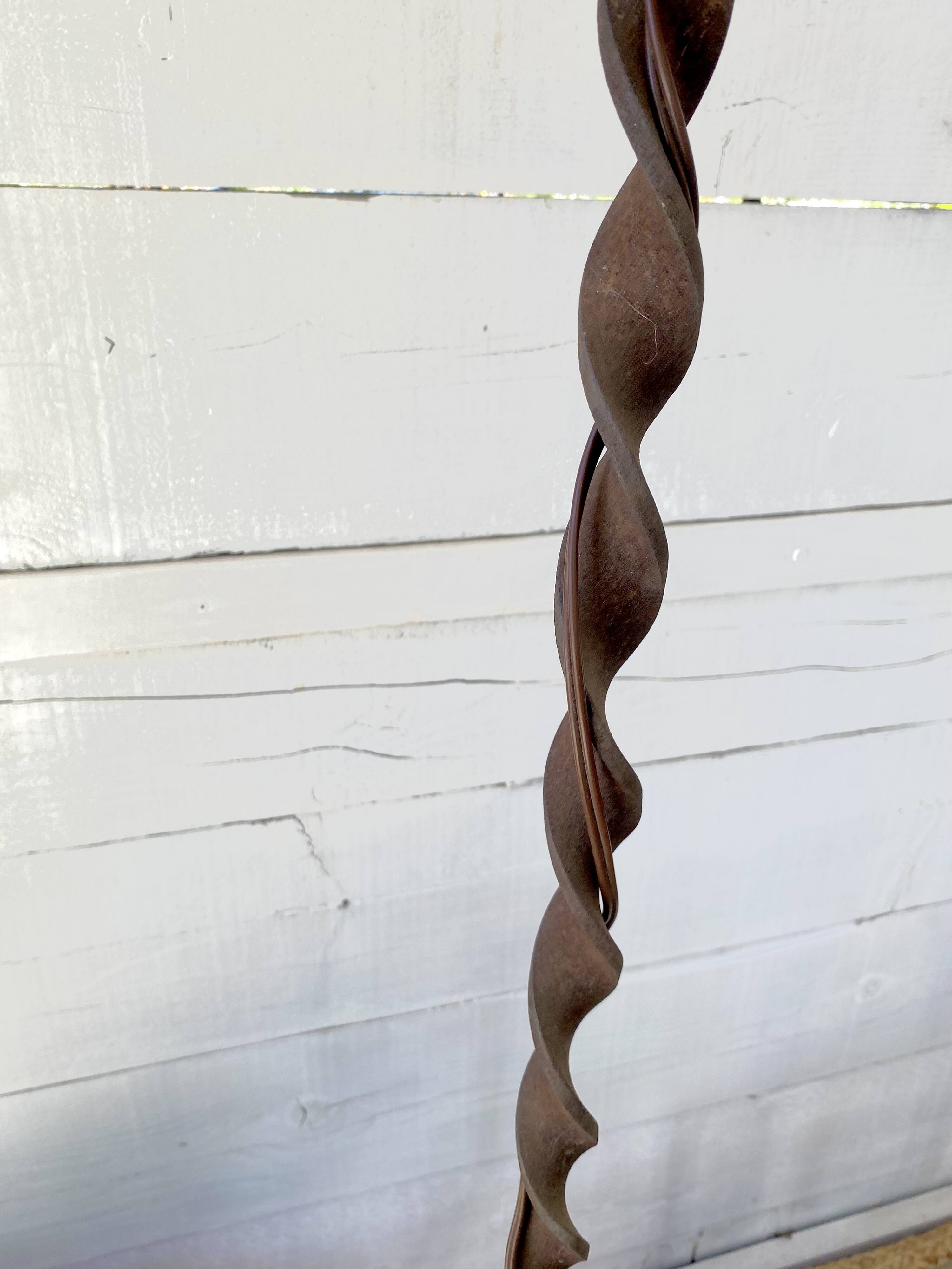 Wrought iron floor lamp, new 3m fabric cable, paper shade.