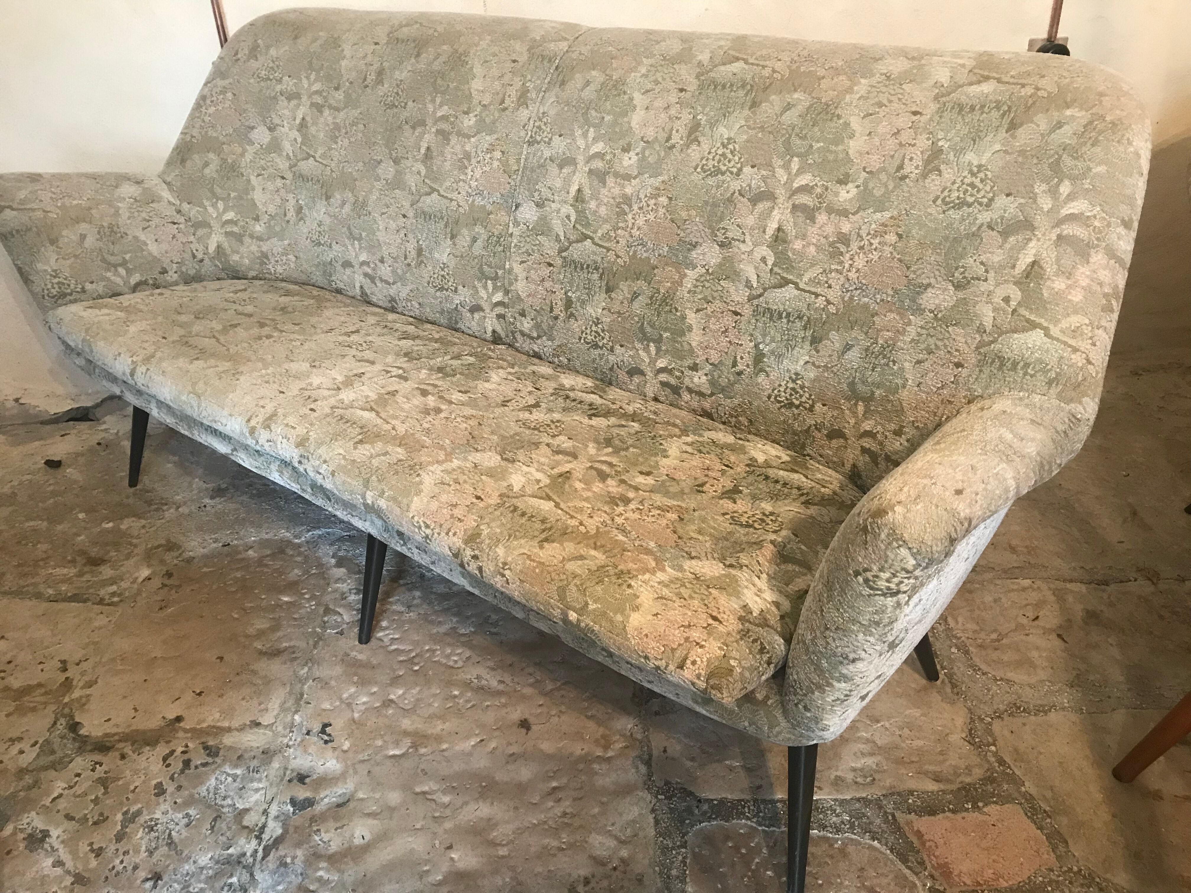 Vintage bench 1940-60's shape basket compass feet