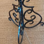 Black twisted iron lampstand with scrolled tripod base 1950/1960