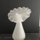 Vintage satin white glass vase with a wavy corolla
