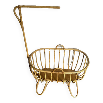 Berceau d'enfant et sa fleche en osier XX siècle