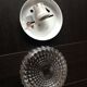 Round ceiling lamp in structured glass vintage 60s-70s
