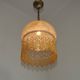 Mid Century Amber Mottled Glass Ceiling Light with Beaded Glass Fringe