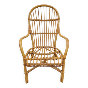 fauteuil en osier, bois