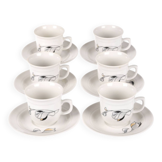 Set of 6 cups and saucers, JL MENAU, 1970s