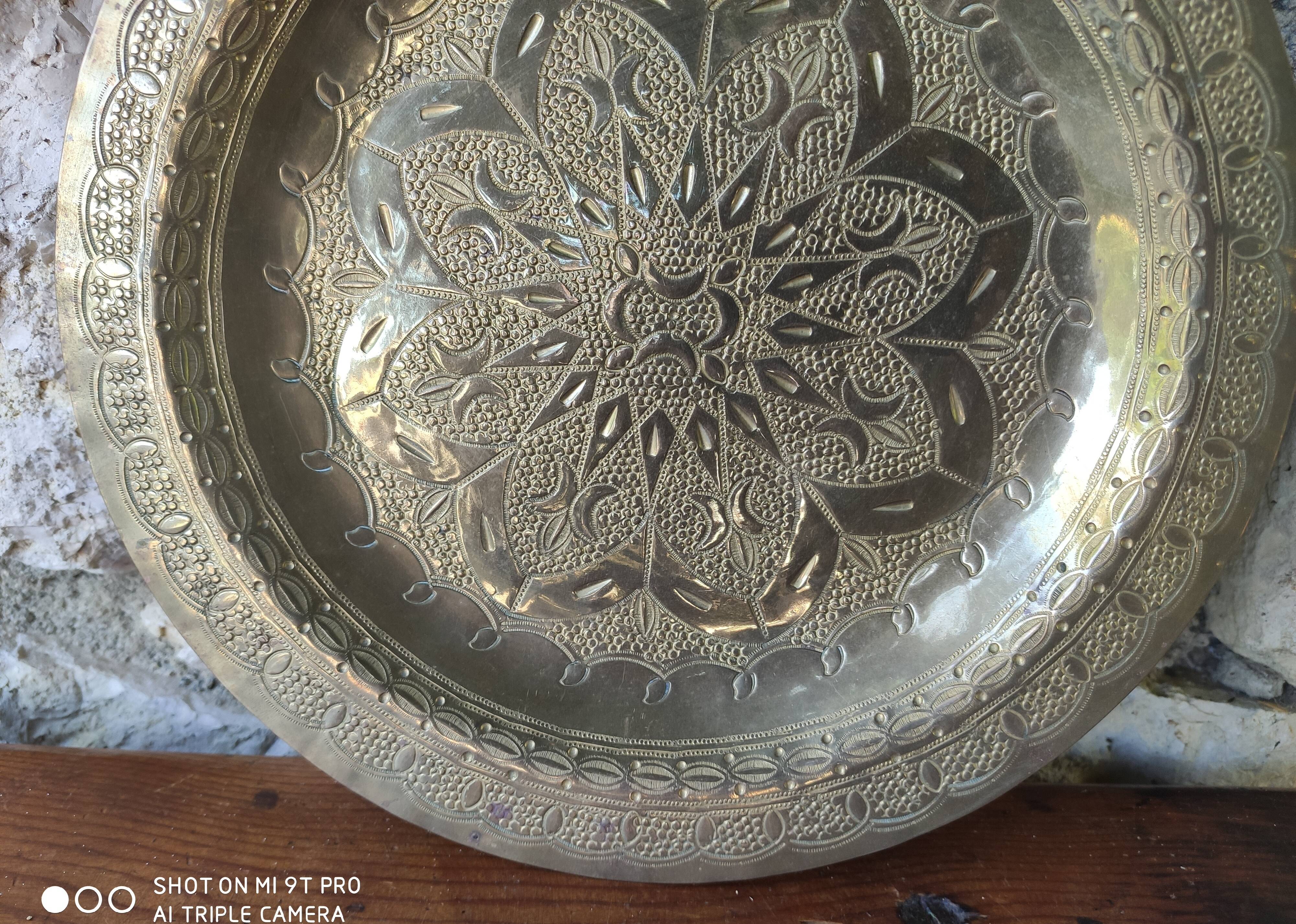 Old Moroccan brass tray