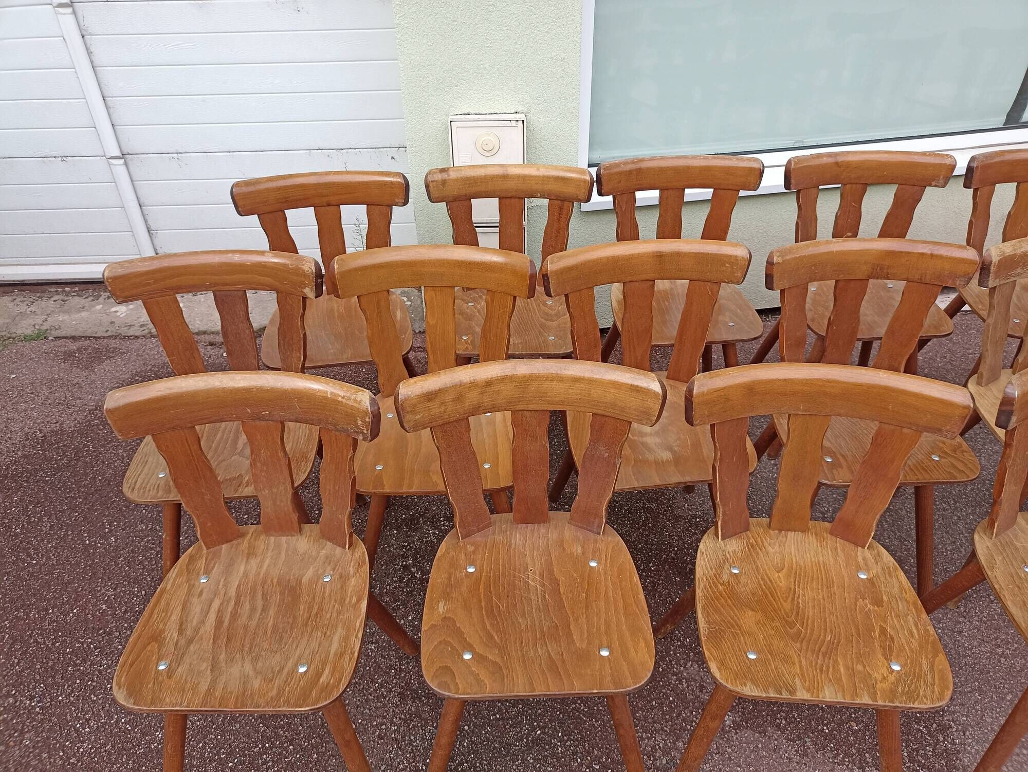 Set of 20 bistro cafe bar restaurant chairs - wood - vintage