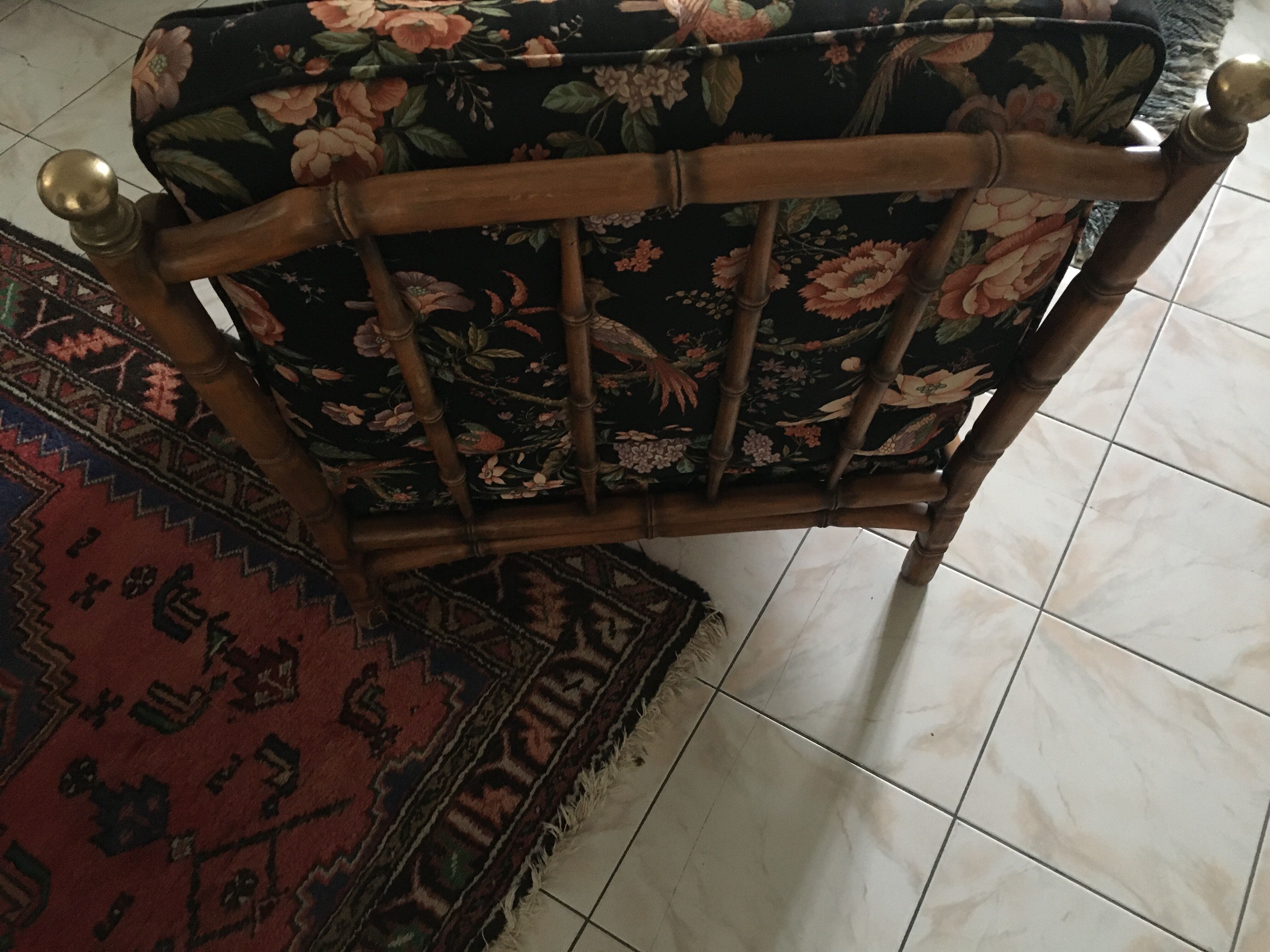 Faux bamboo chair with cushion