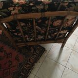 Faux bamboo chair with cushion