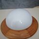 Plafonnier applique en bois et opaline
