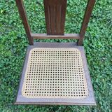 Pair of wooden and cane chairs