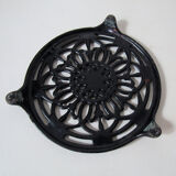 Vintage 21cm black cast iron round flat
