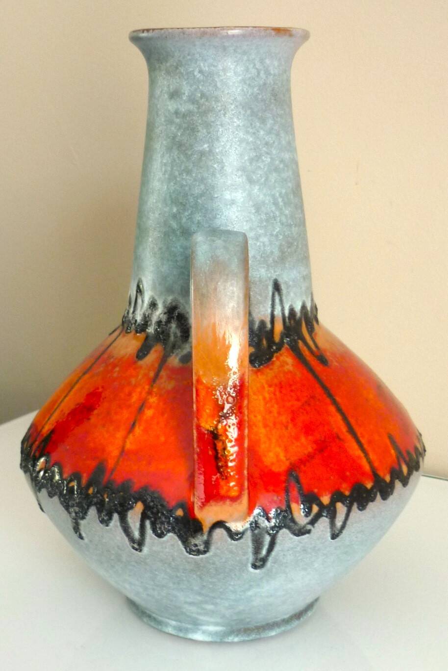 Enameled ceramic pitcher vase, Carstens West Germany, 60s/70s design