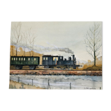 Watercolor old train