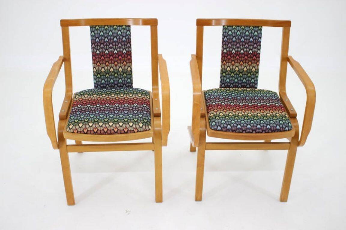 Set of Two Rare 1970s Czechoslovakian Bentwood Armchairs by TON in Colorful