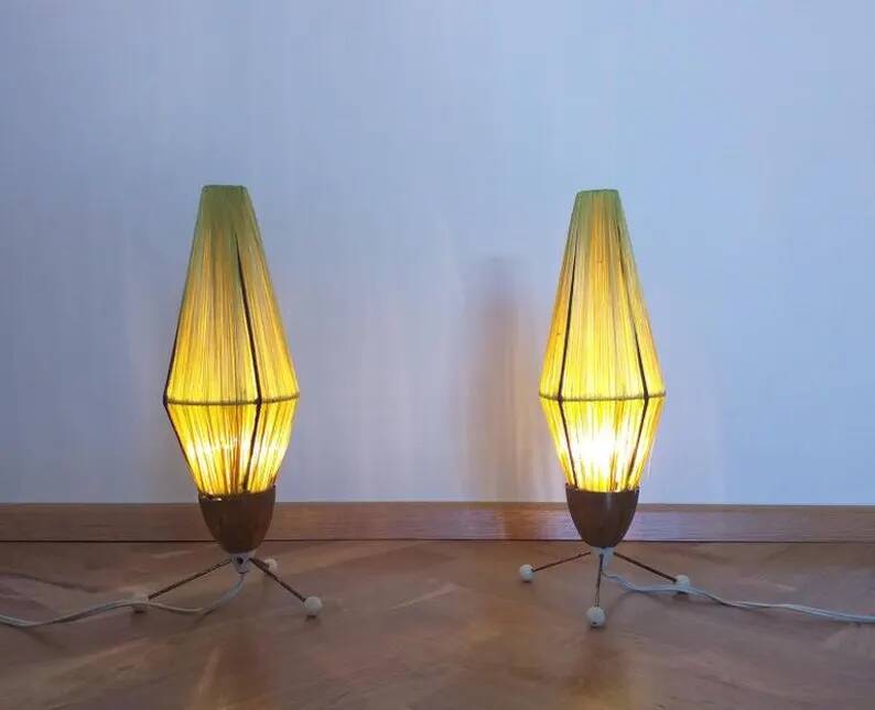 Pair of Rare Midcentury Table Lamps Rocket, 1960s