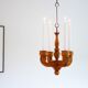 Rustic wooden pendant chandelier candleholder from Smålandsslöjd, Sweden, 1975