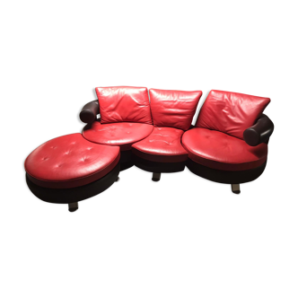 3-seater swivel design sofa - pouf