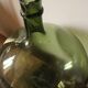 Dame jeanne bonbonne green glass round bubbles
