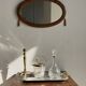 Vintage round-shaped glass carafe with cork stopper H27